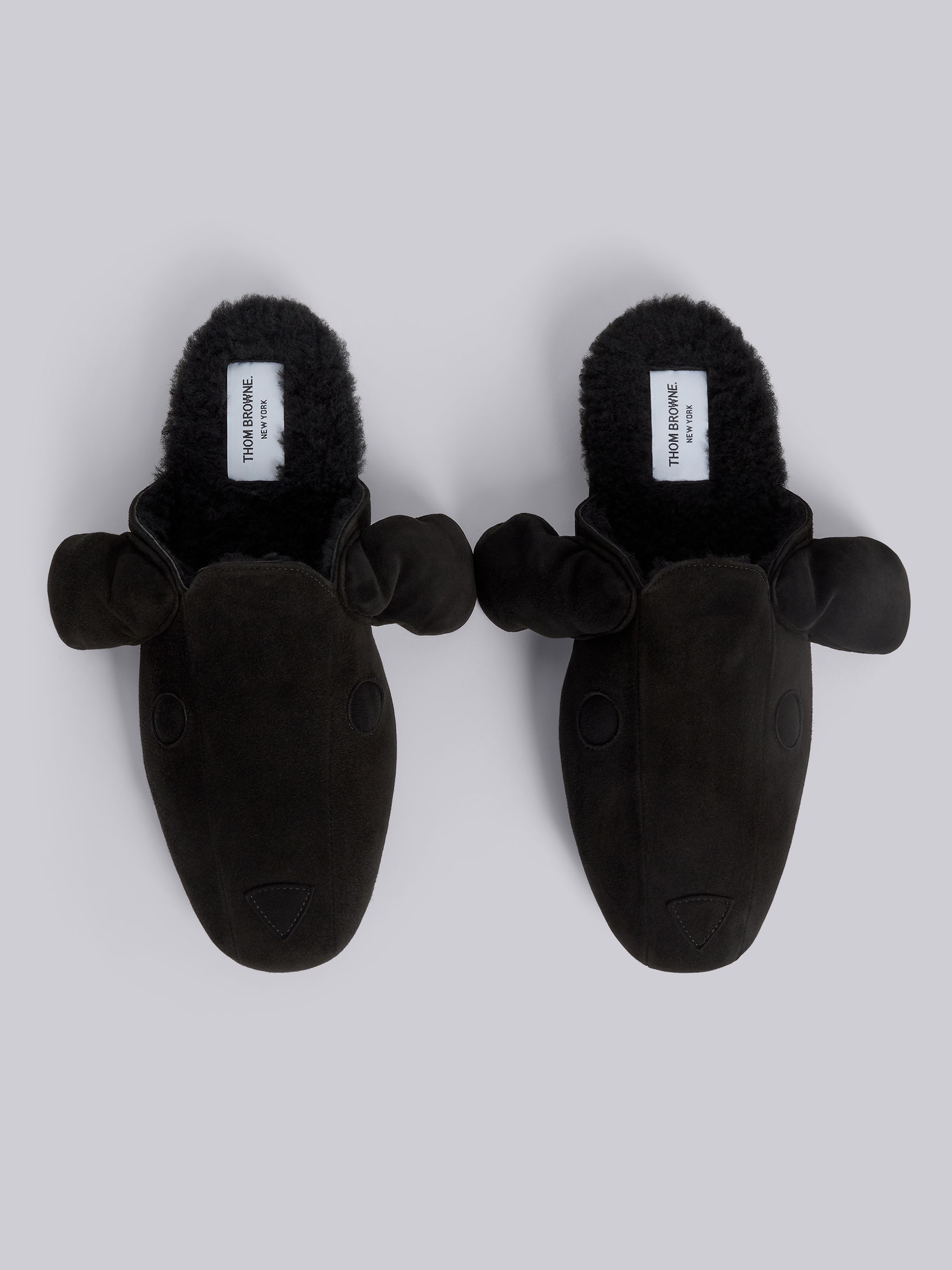 Black Shearling and Suede Hector Slipper - 4