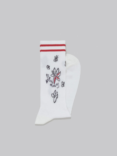 Marni WHITE SOCKS WITH DAY DREAMING FLORAL DESIGN outlook