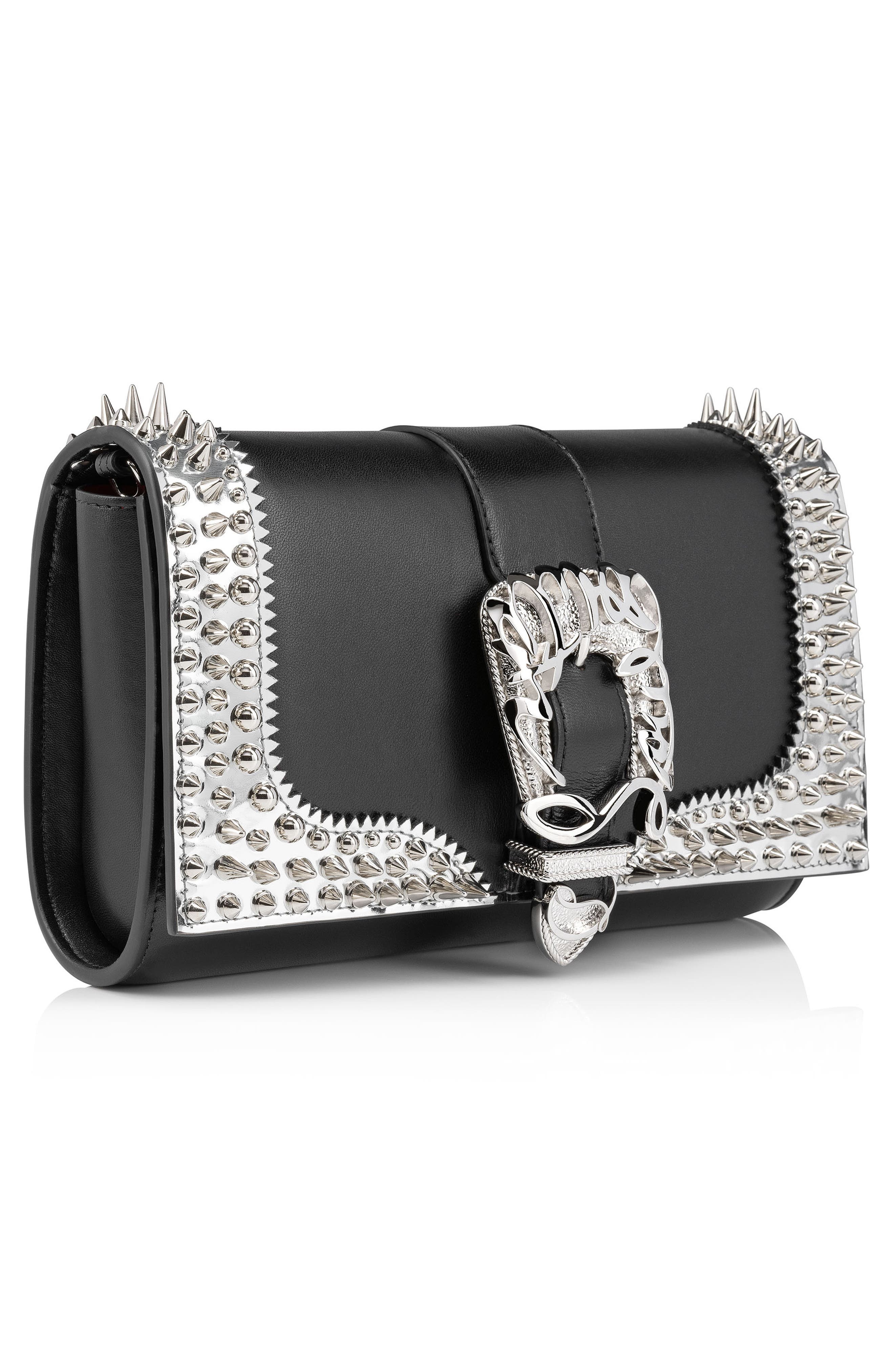Christian Louboutin Paloma Giddy Spike Leather Crossbody Bag in Bk65 Black/Silver at Nordstrom - 3