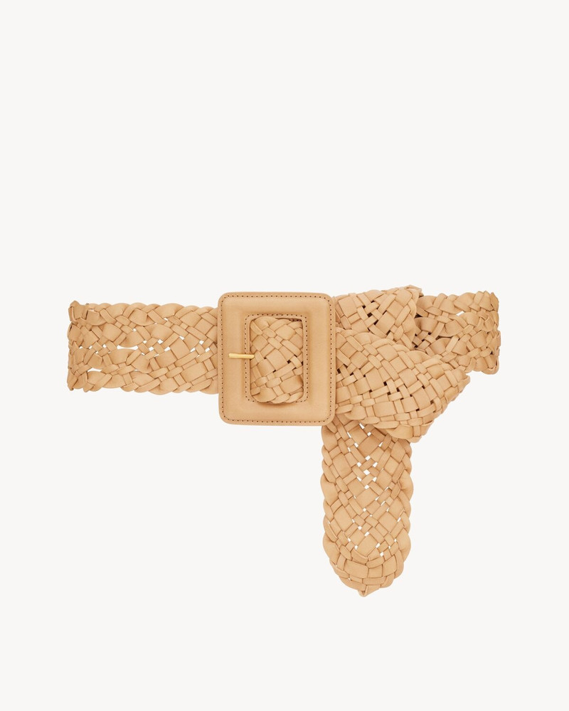 COVERED BUCKLE WIDE BELT IN WOVEN LEATHER - 1