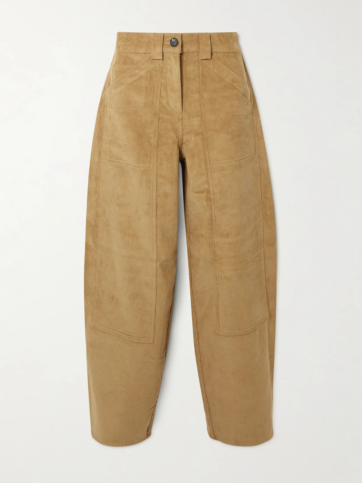 Cotton-corduroy Barrel-leg Pants - 1