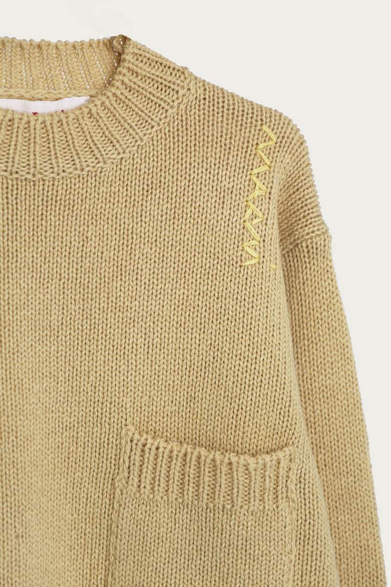Marni Soft Shetland Sweater w/ Embroidery - Vanilla outlook