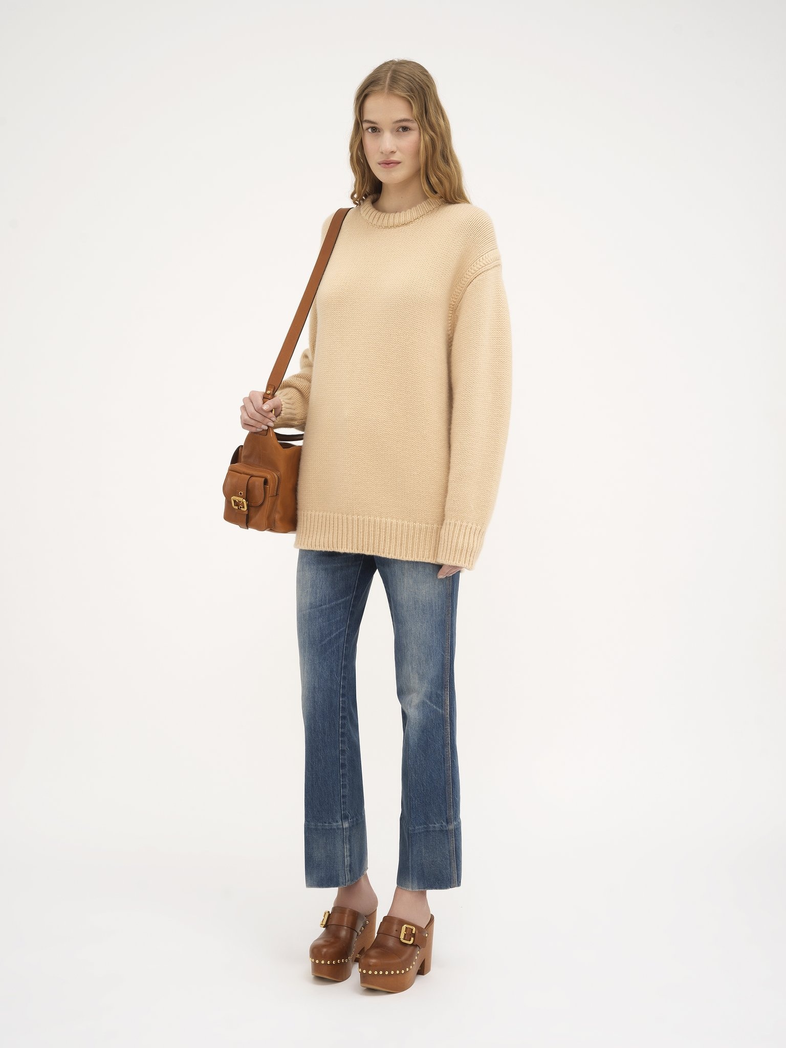 OVERSIZED KNITTED SWEATER IN CASHMERE & COTTON - 3