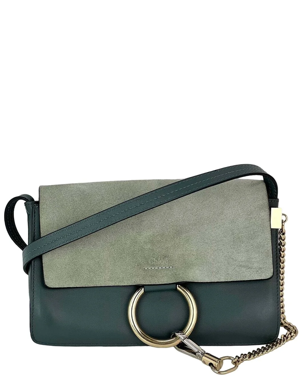 Chloé Grey Suede Faye Chain Crossbody (Authentic Pre-Loved) - 1