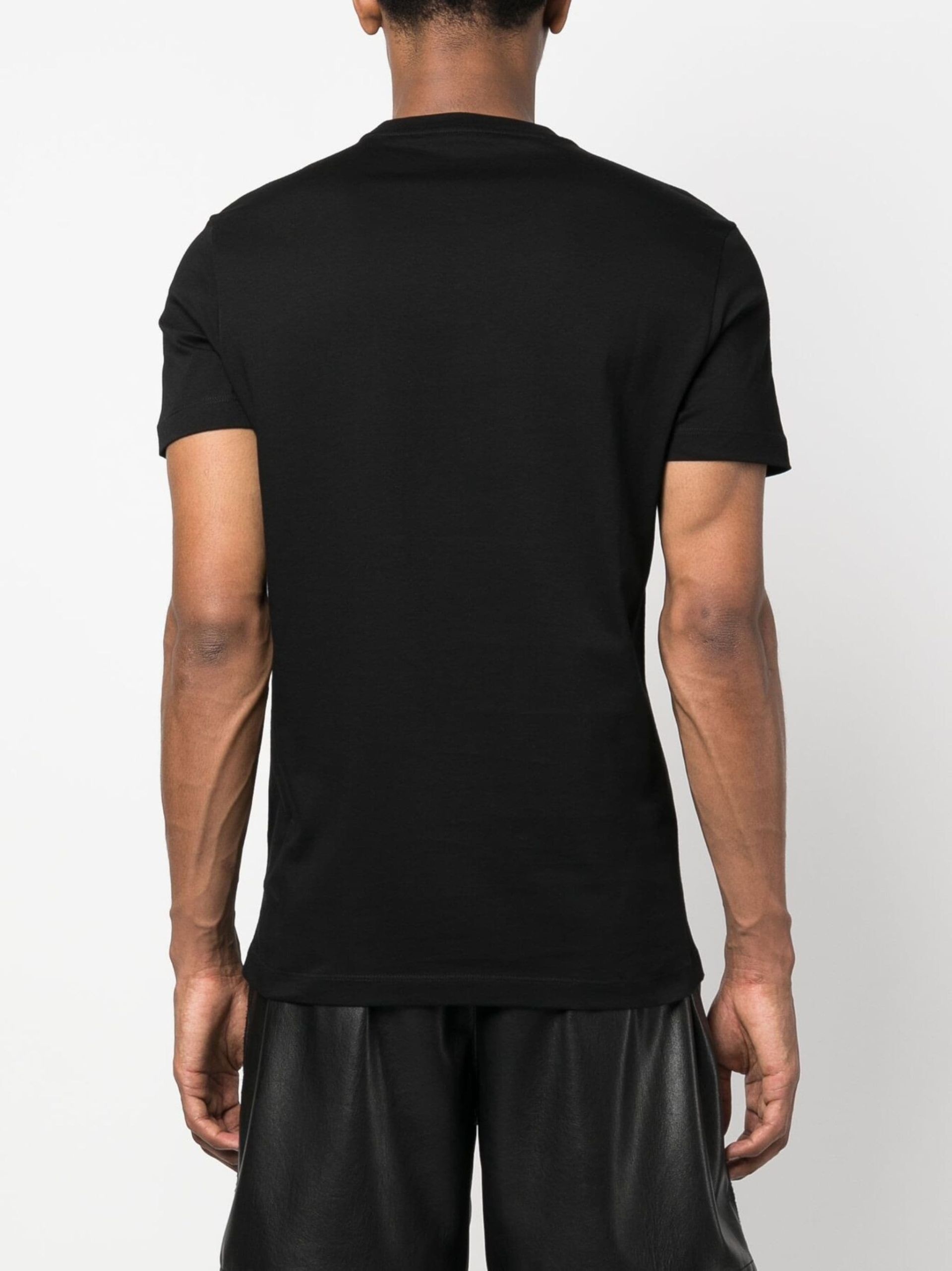 Black Logo Embroidered Cotton T-Shirt - 4