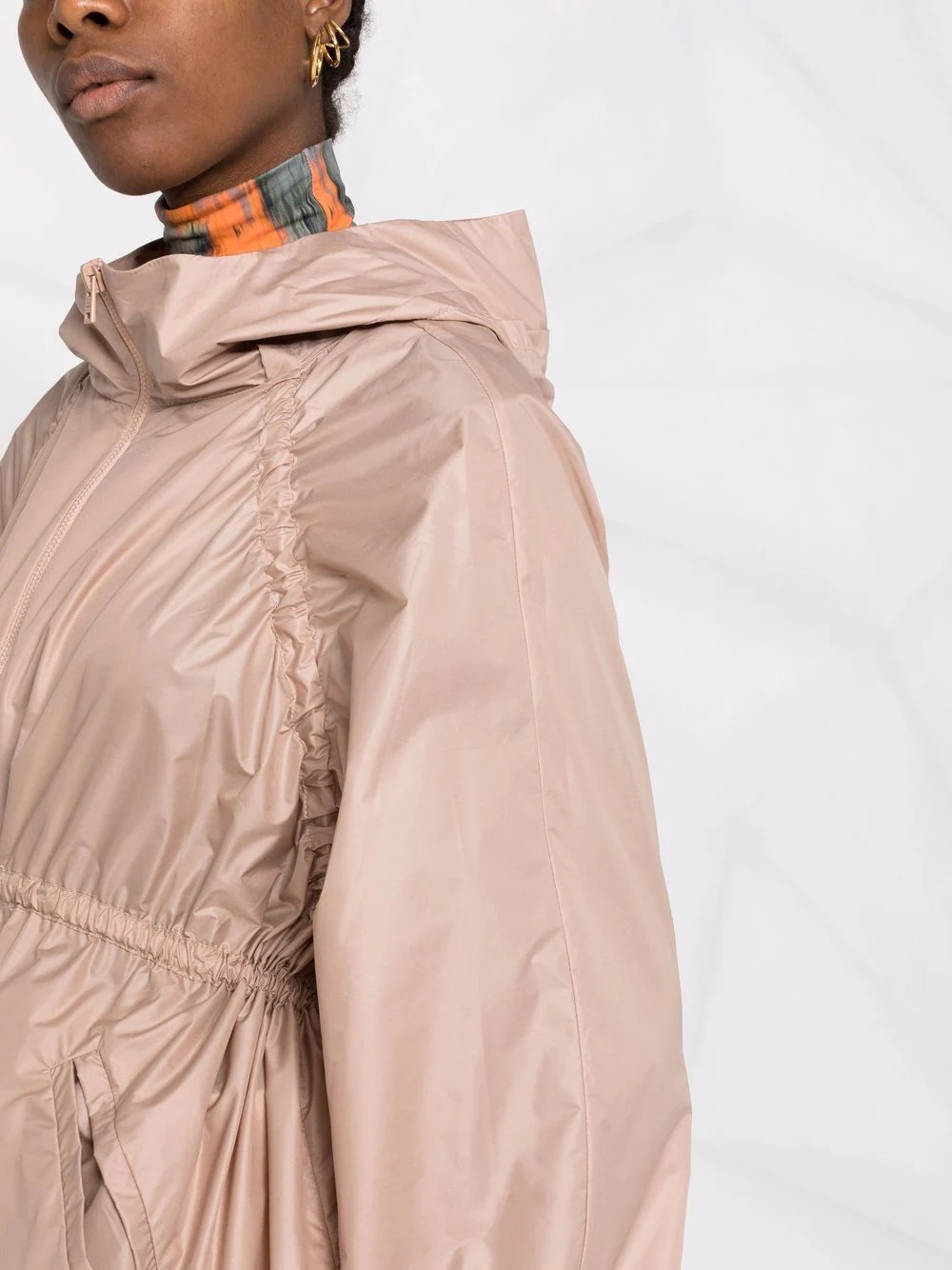 drawstring-waist hooded jacket - 5