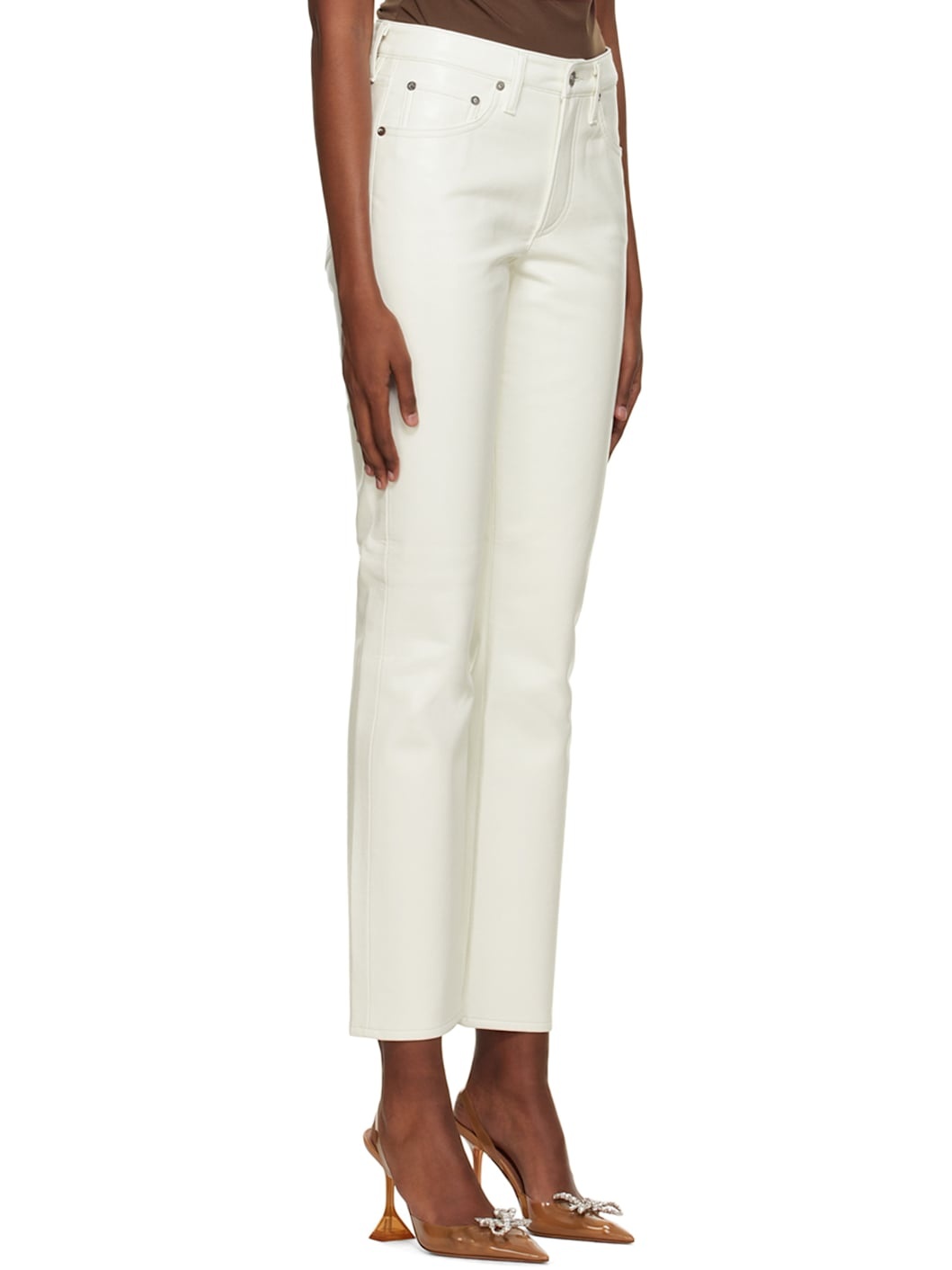White 90s Leather Pants - 2