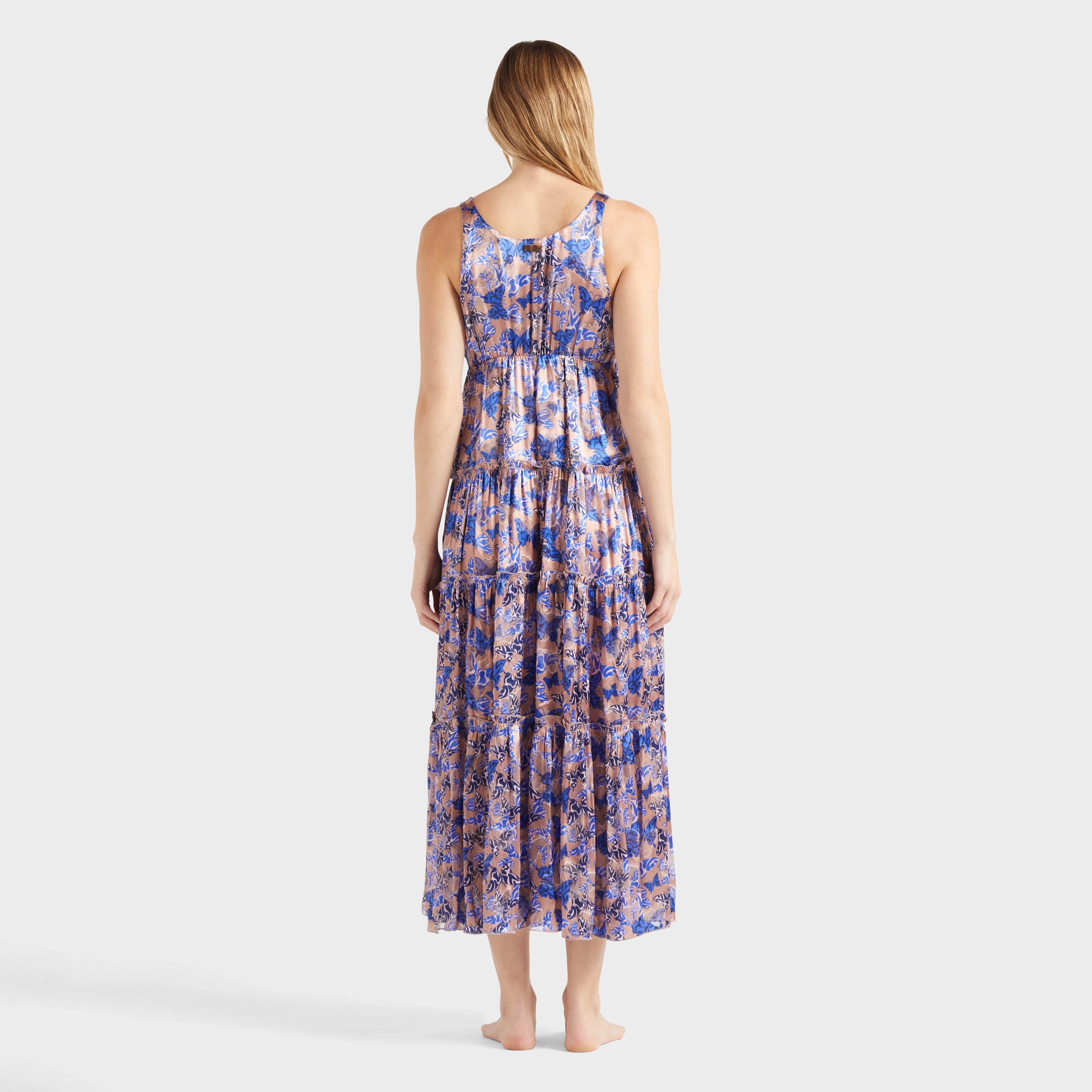 Women Long Viscose and Silk Dress Disco Butterflly - 4