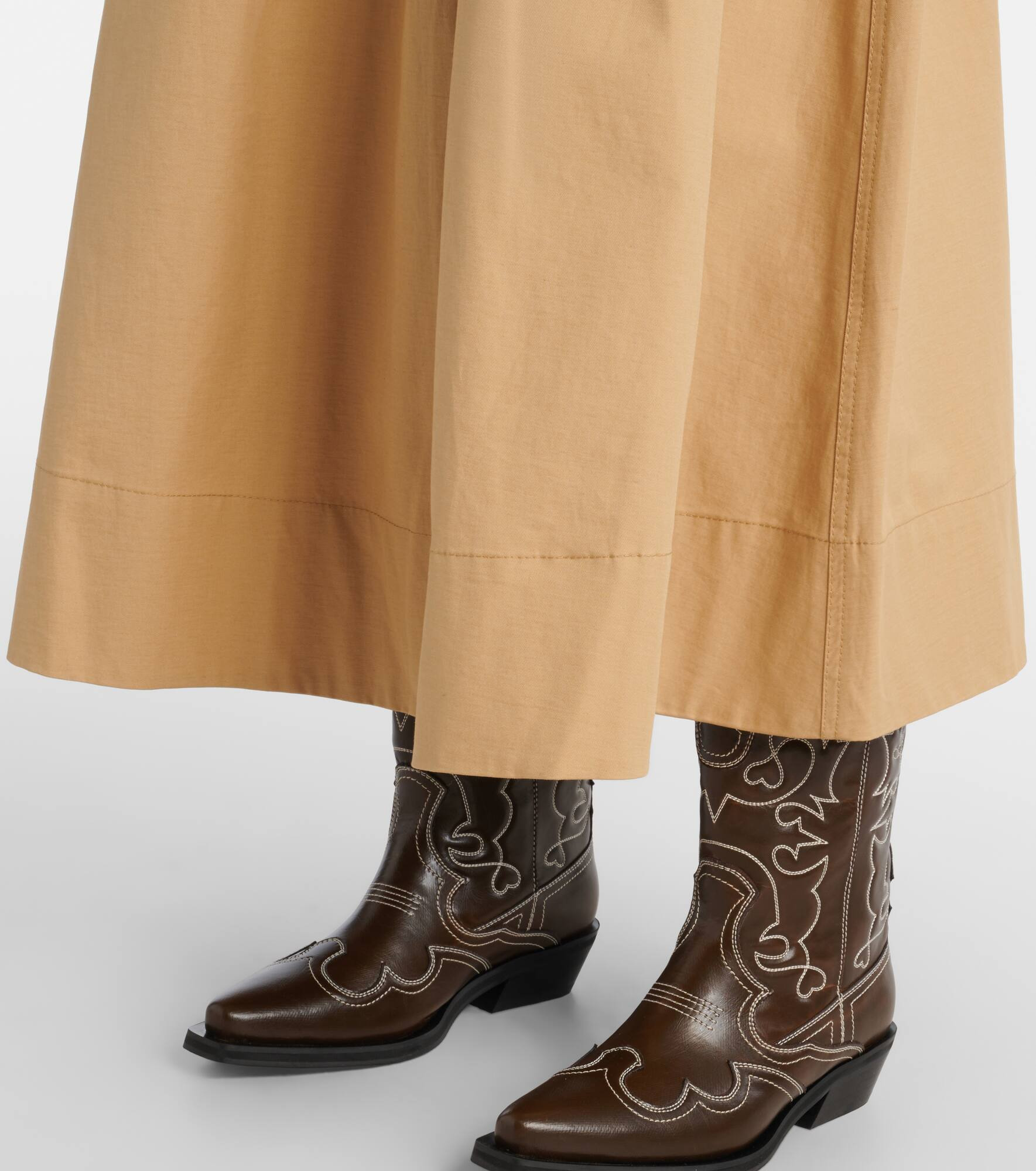 Gathered cotton and linen maxi skirt - 5