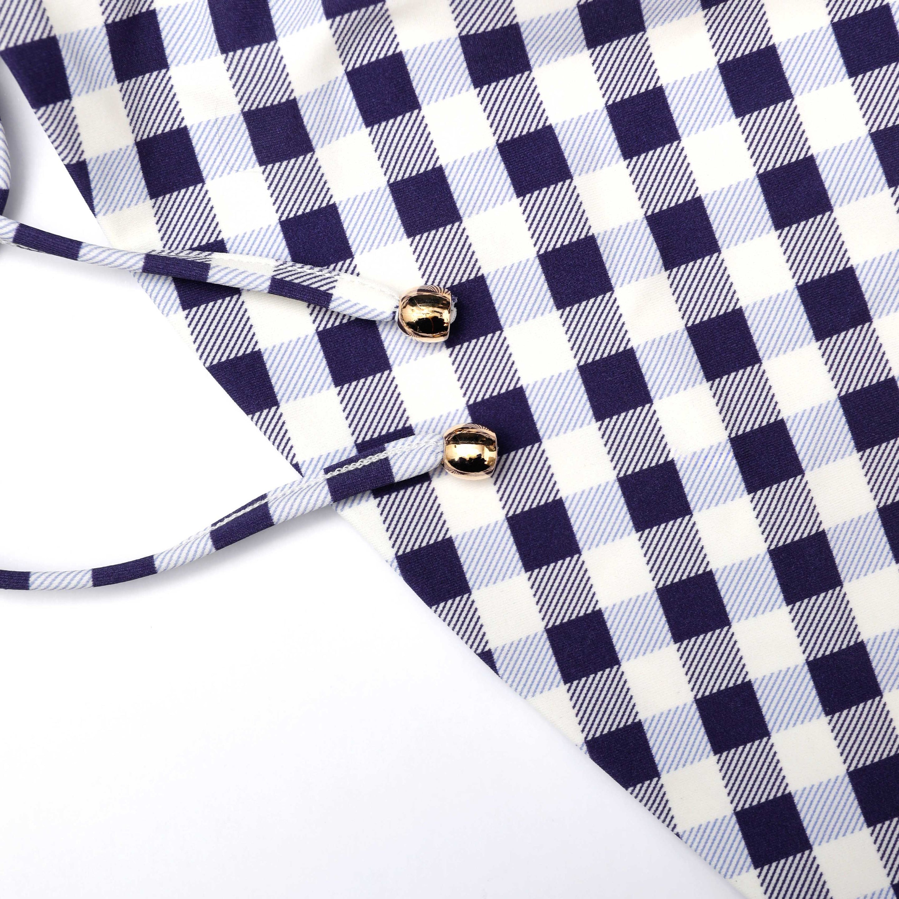 Navy Gingham Bikini Bottoms - 5
