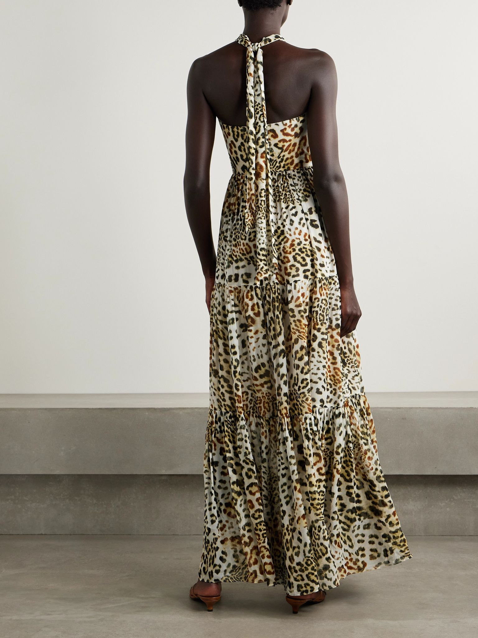 Piana leopard-print silk-chiffon halterneck maxi dress Multi - 3