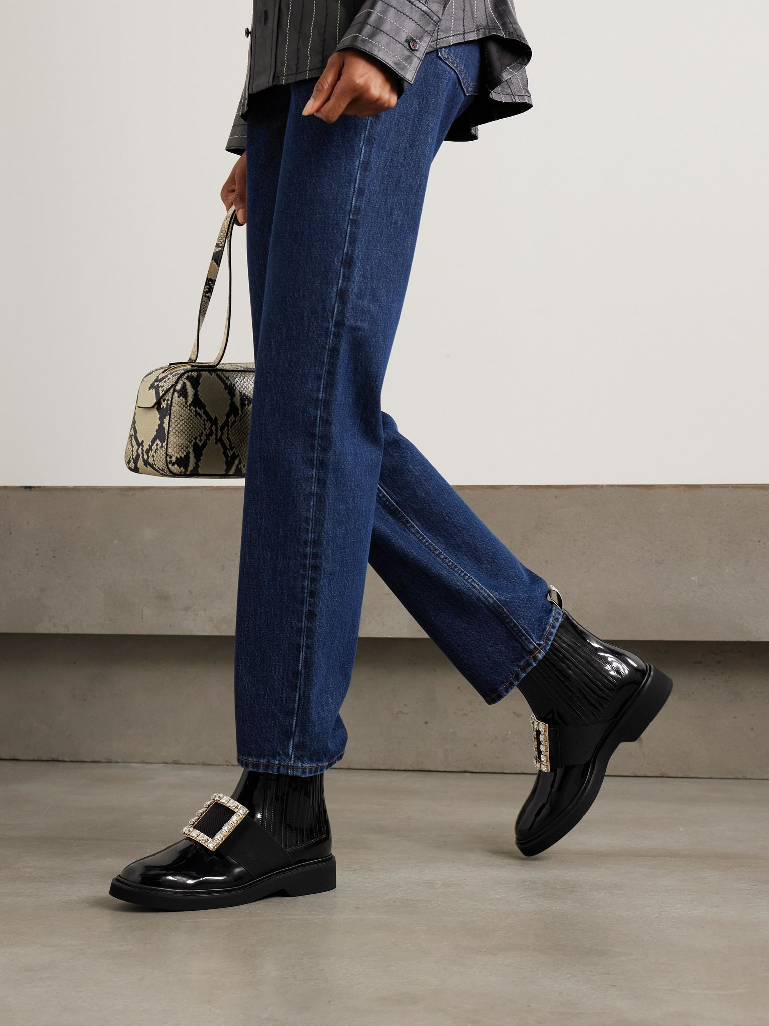 Viv Ranger crystal-embellished patent-leather Chelsea boots Black - 2