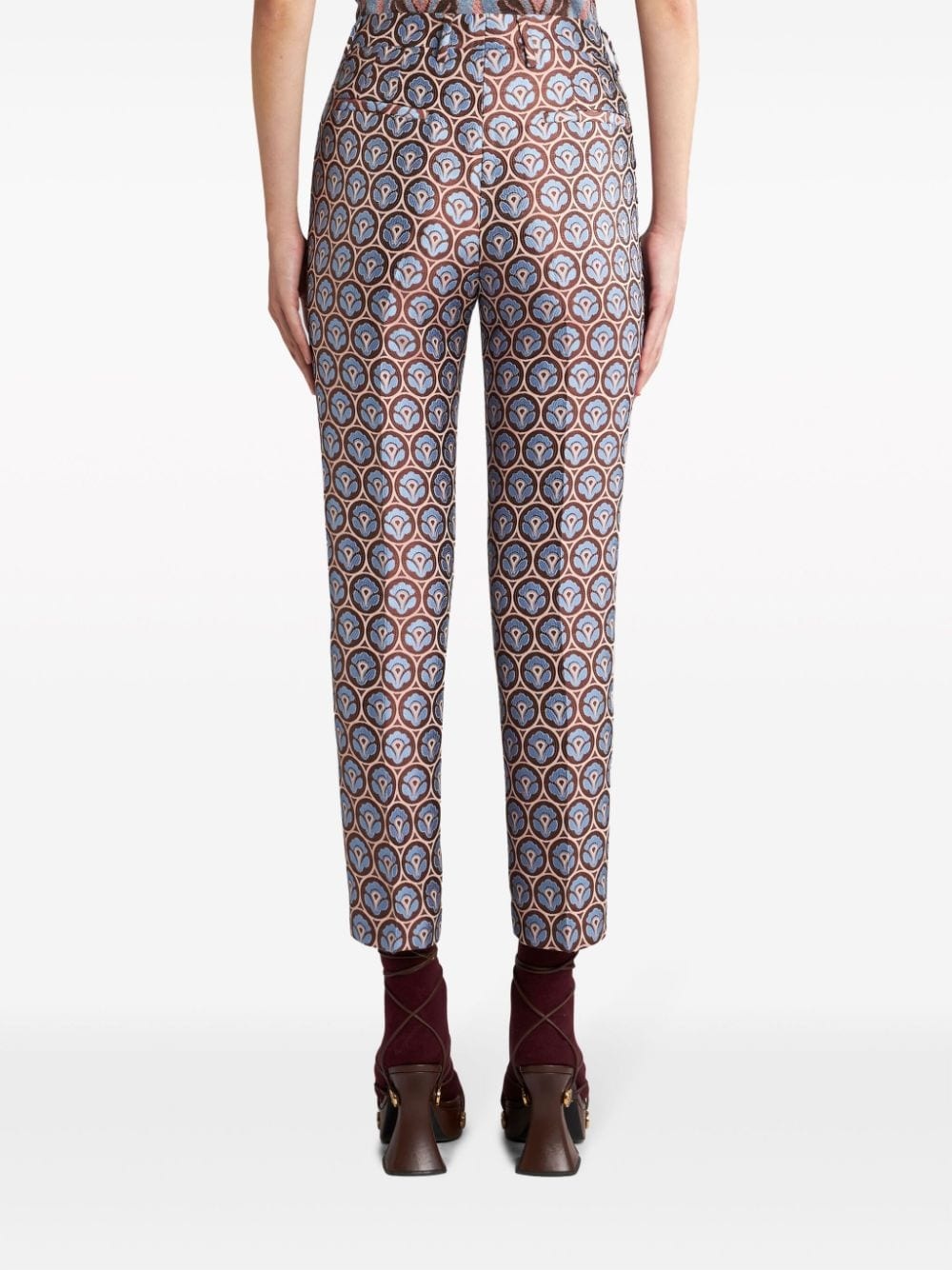 jacquard cropped trousers - 3