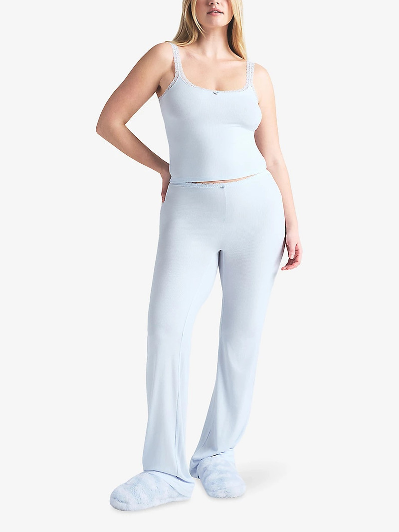 SKIMS Soft Lounge Lace-Trim Ribbed Stretch-Modal Trousers outlook