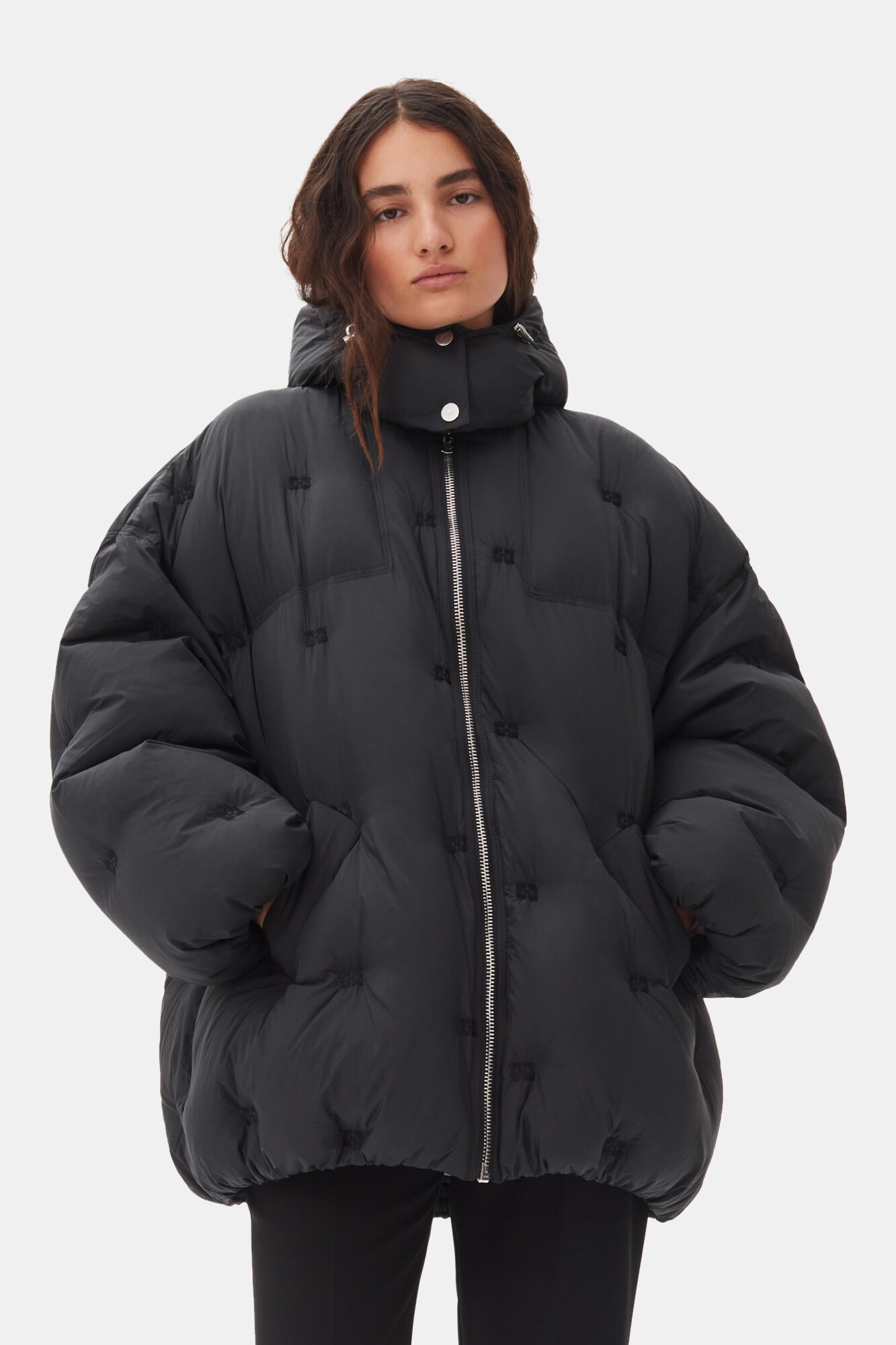 GANNI｜DOWN JACKETS (BLACK MIDI TECH PUFFER JACKET (F954 GANNI BLACK MIDI TECH PUFFER JACKET | ganni | REVERSIBLE