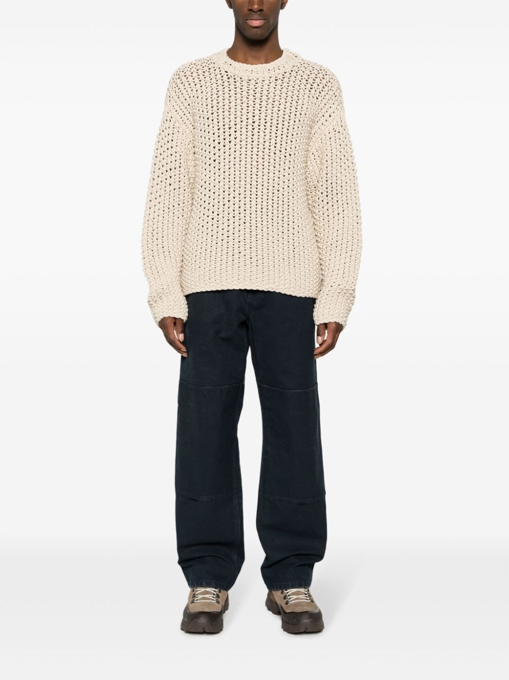 logo-print long-sleeve macramÃ© jumper - 2