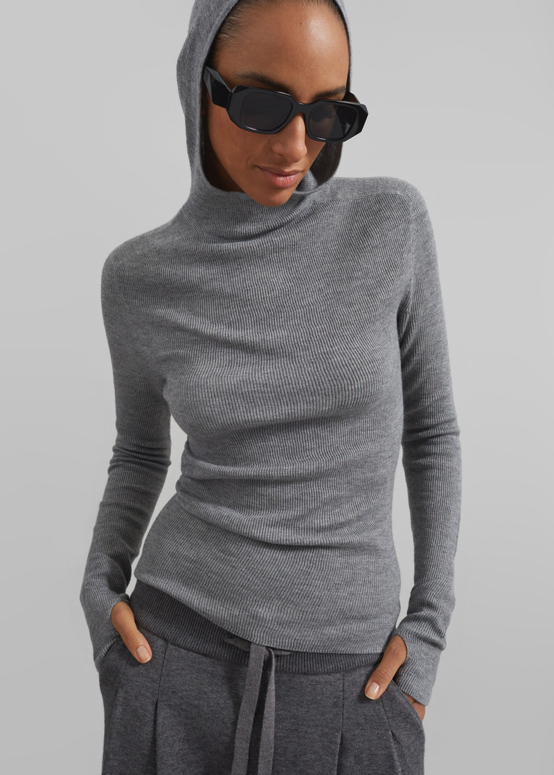 Danae Hooded Knit Top - Grey 7