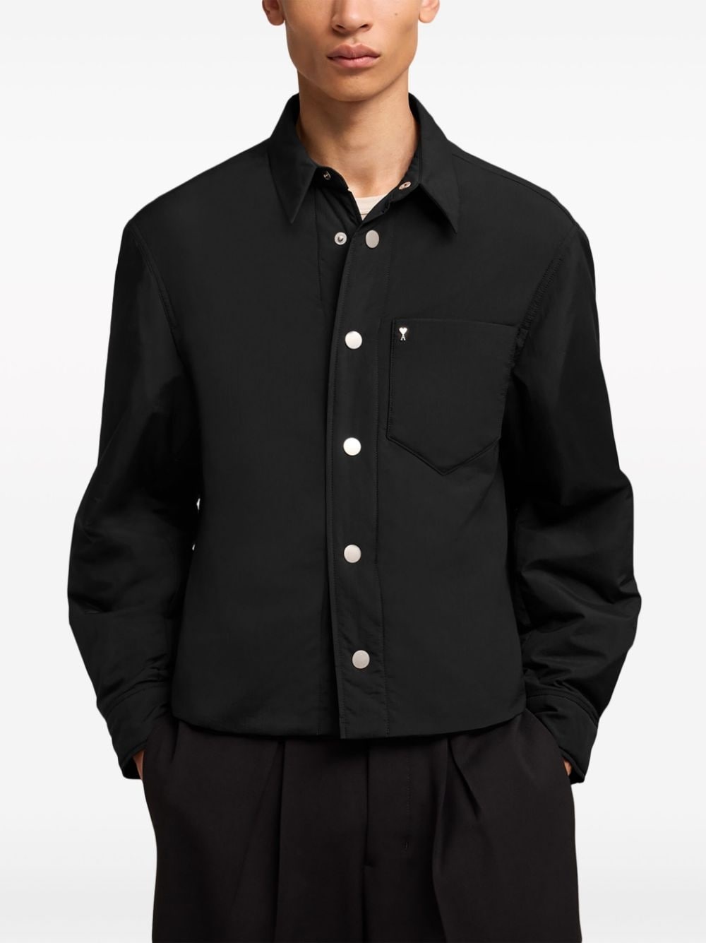 logo-plaque button-up jacket - 5