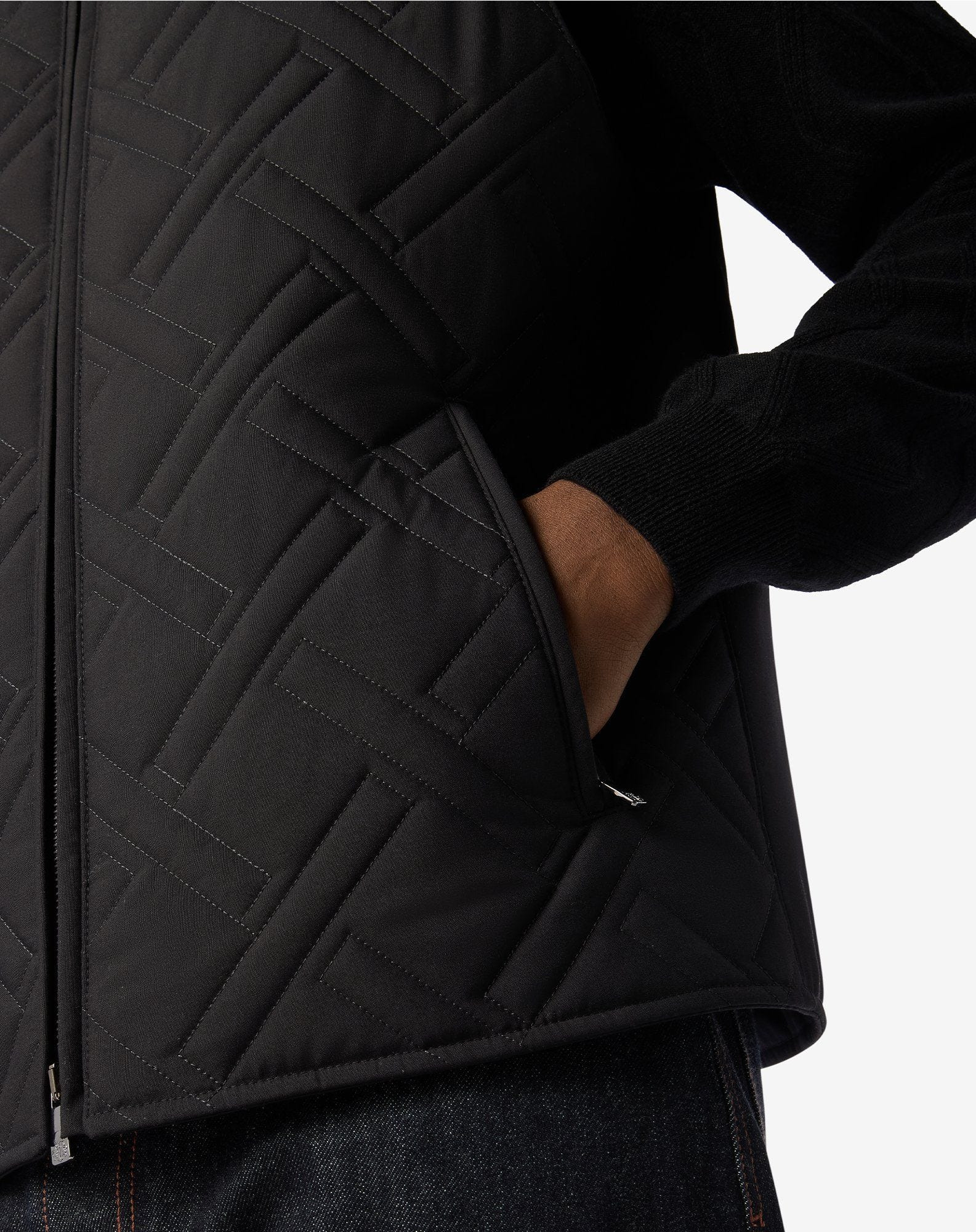 Black padded vest in technical fabric - 5