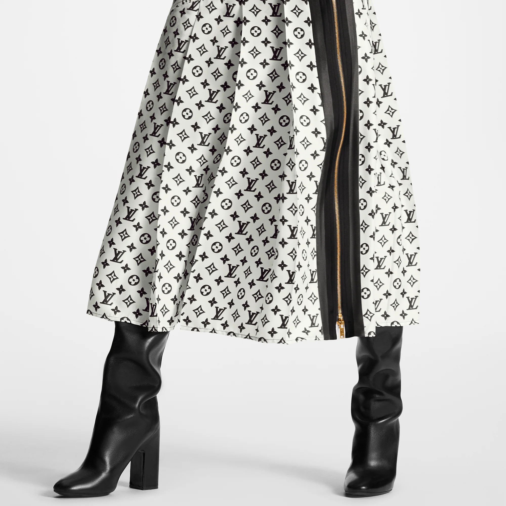 3D Monogram Asymmetrical Pleat Midi Skirt - 2
