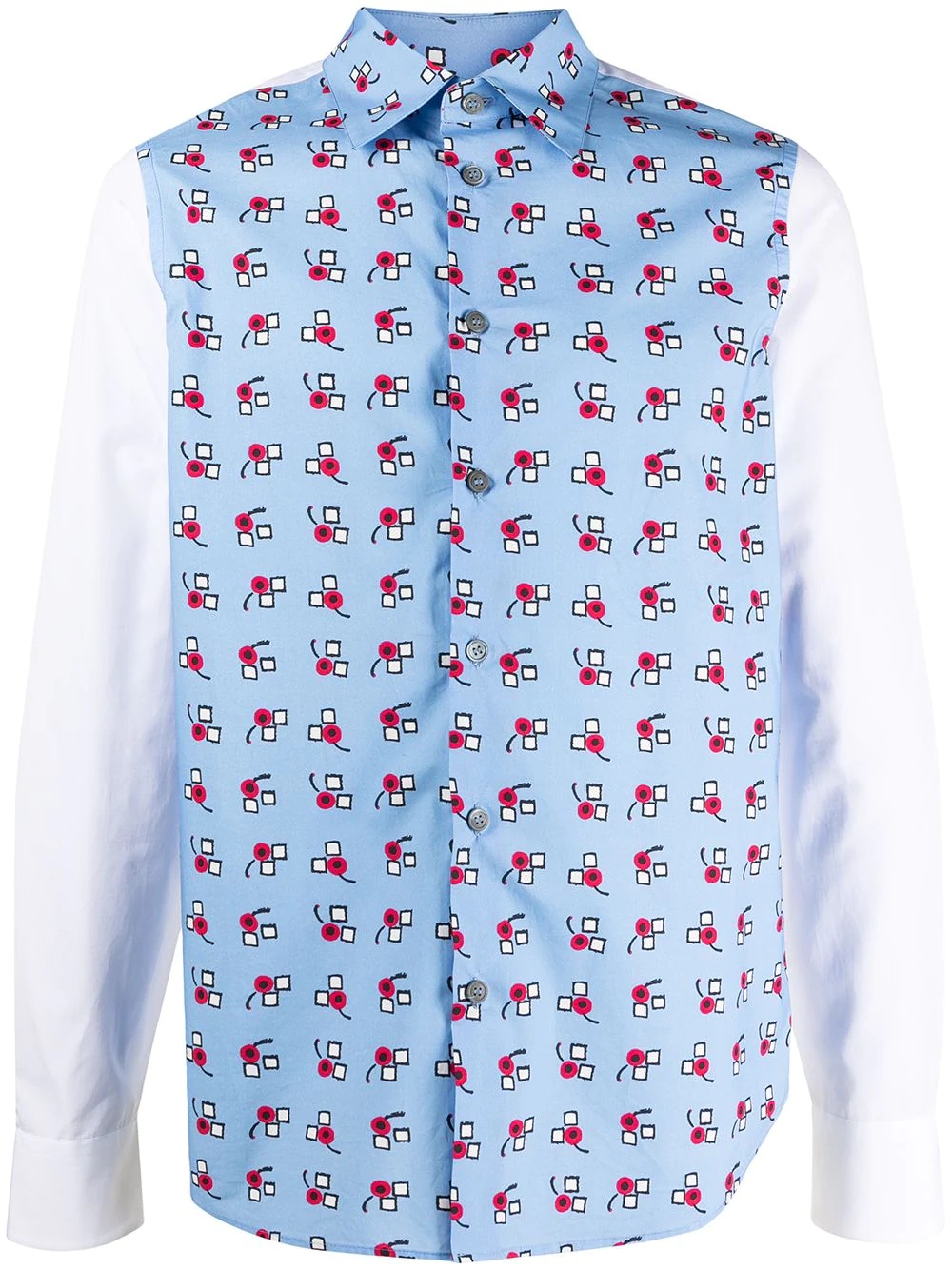 contrast-panel printed shirt - 1