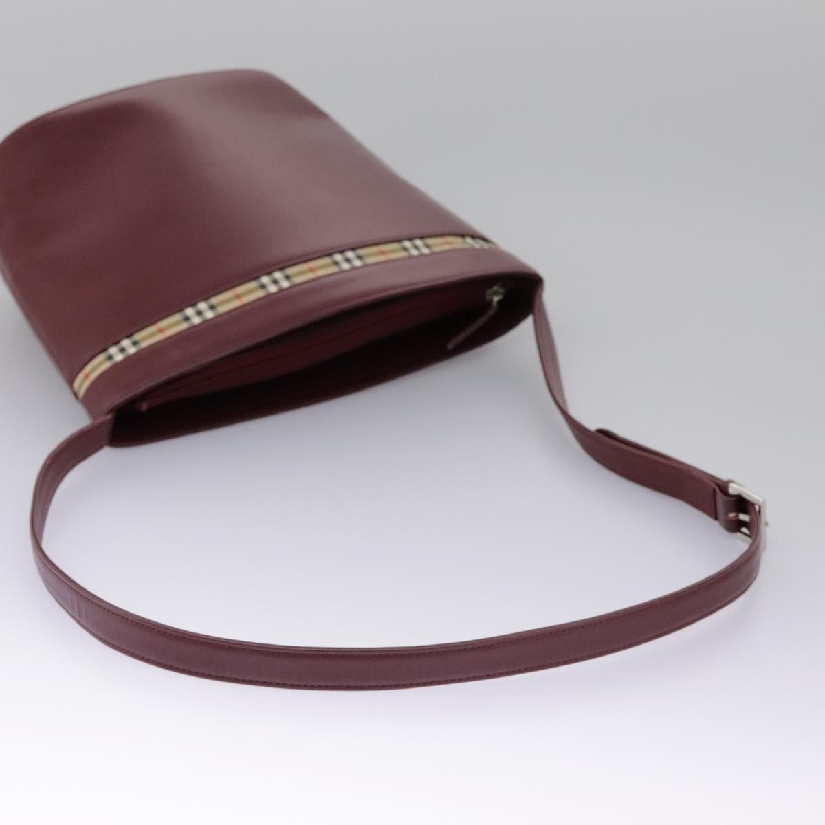 Burberry Shoulder Bag Leather Bordeaux Silver - 7