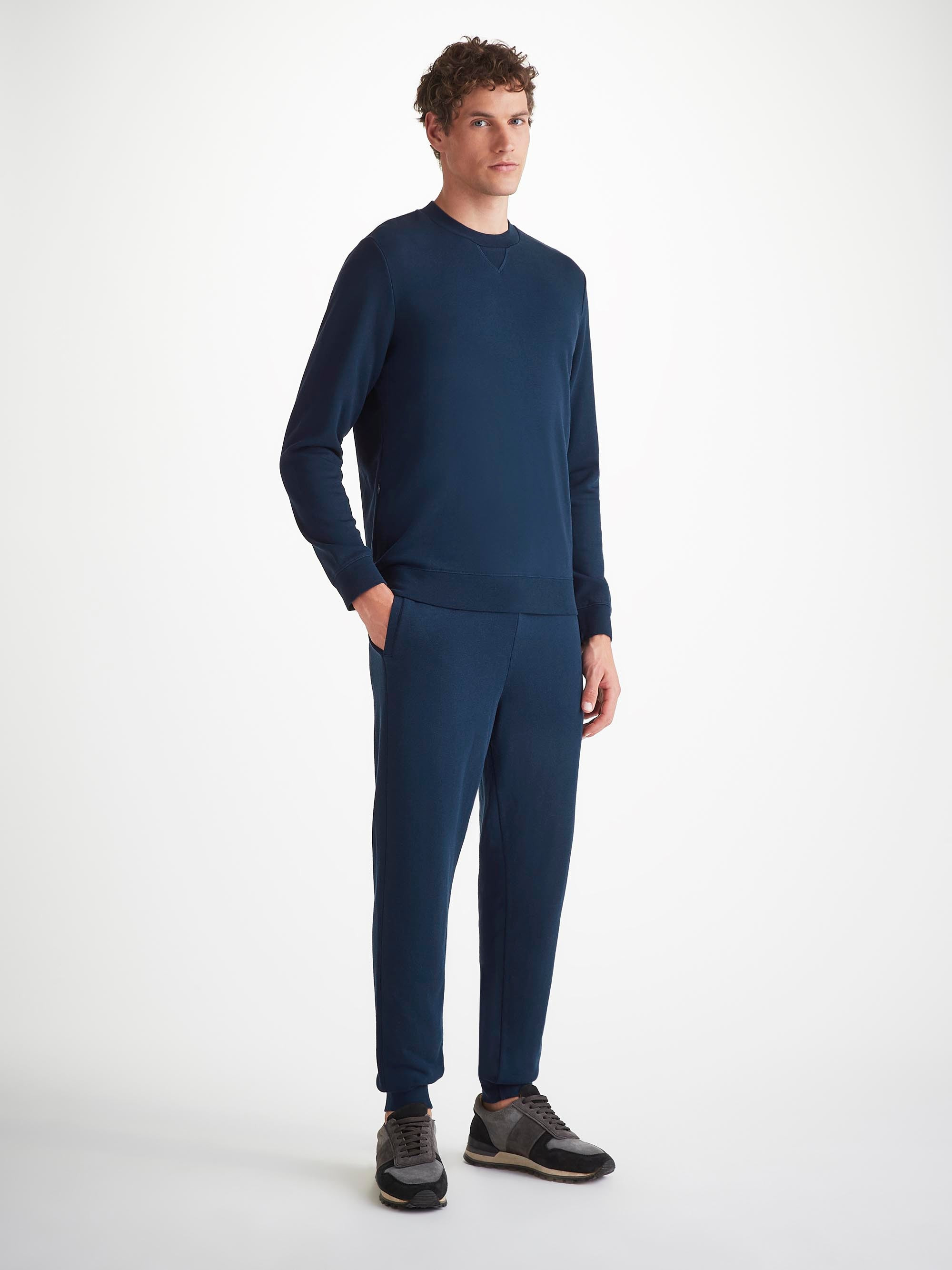 Men's Sweatshirt Quinn Cotton Modal Navy - 3