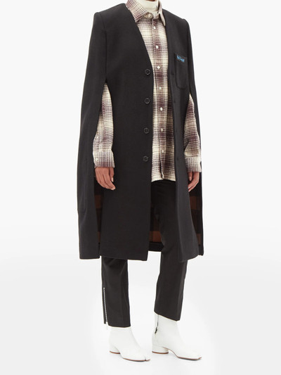 Raf Simons Labo chest-logo wool-blend cape outlook