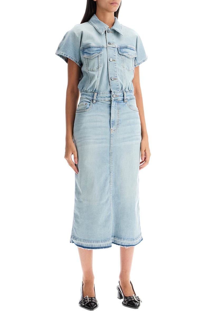 GANNI Ganni Stretch Denim Midi Dress In 8 | baltini | REVERSIBLE