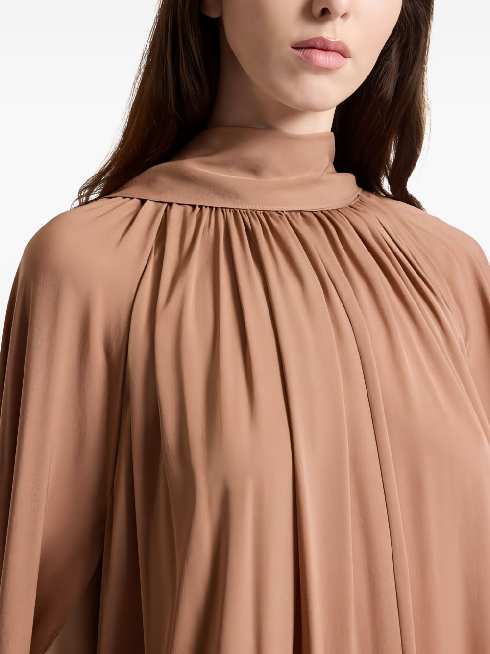 high-neck cape dress - 3