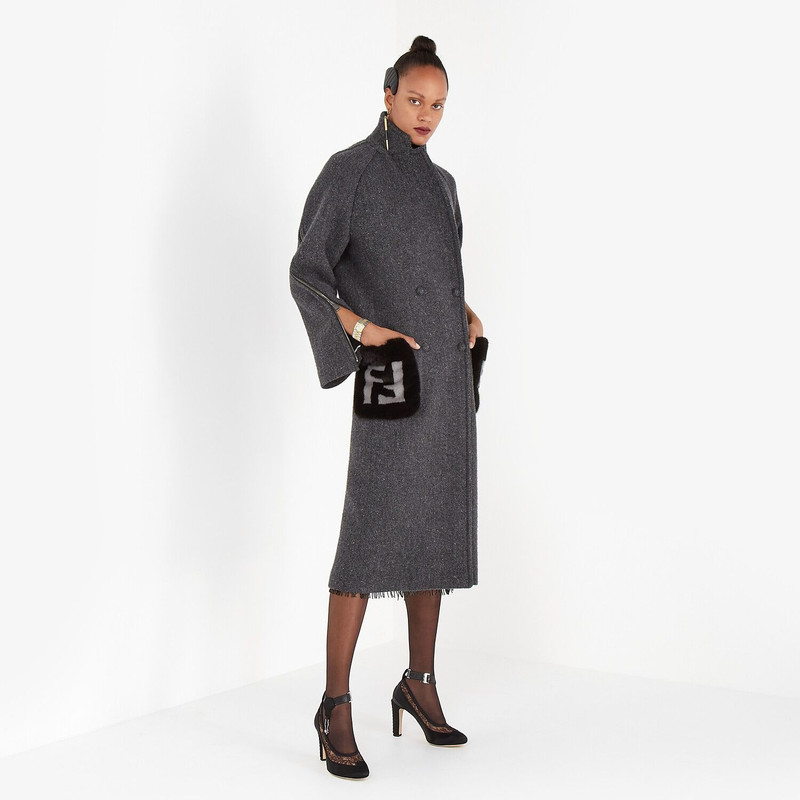 Gray melange double wool tweed coat 4