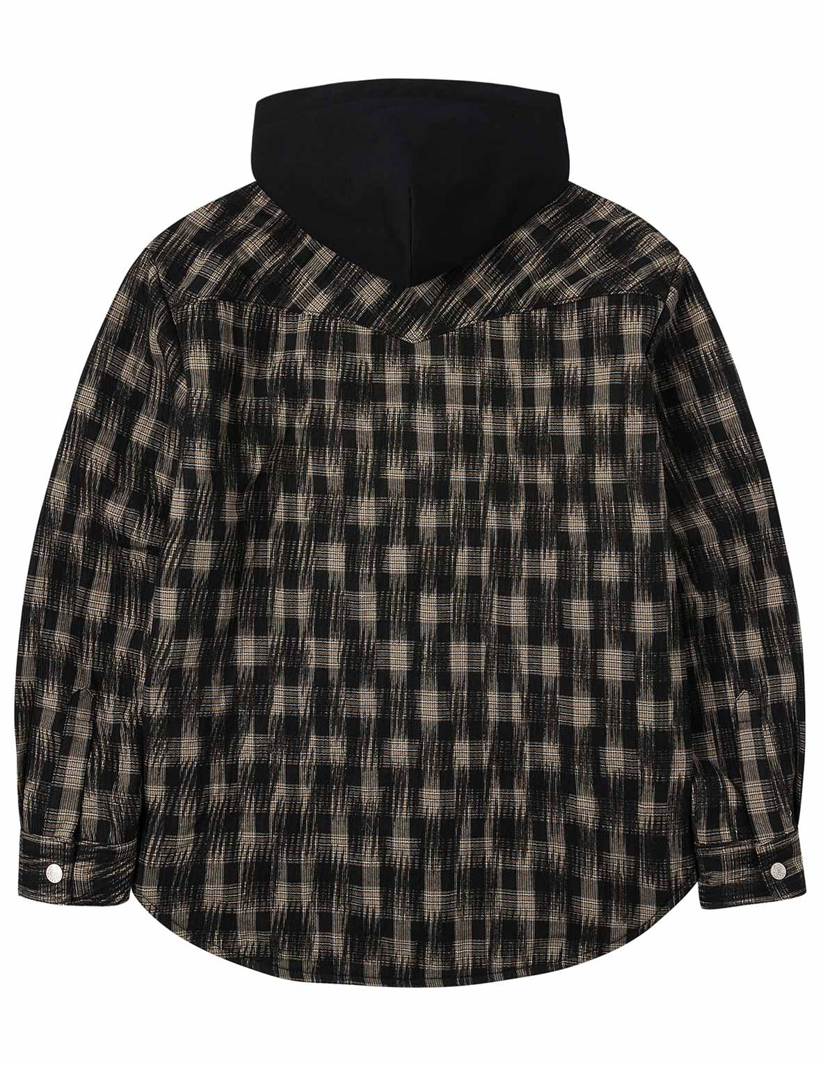 Seagull Embroidery Relax Fit Hooded Checked Shirt Jacket - 2