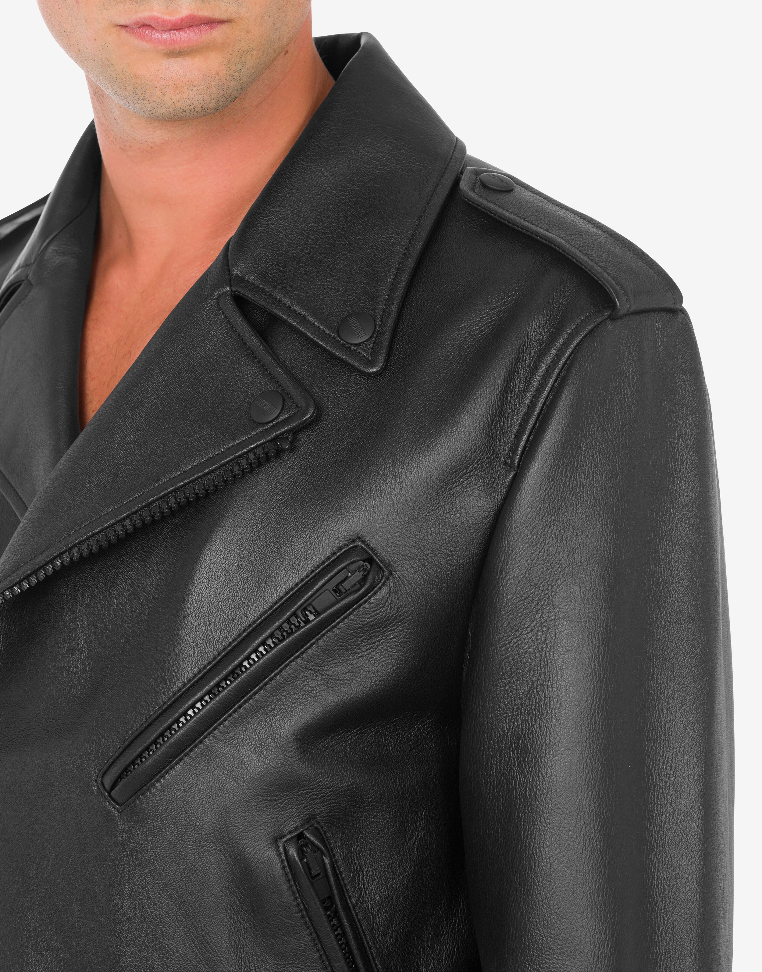 IN LOVE WE TRUST NAPPA LEATHER BIKER JACKET - 4