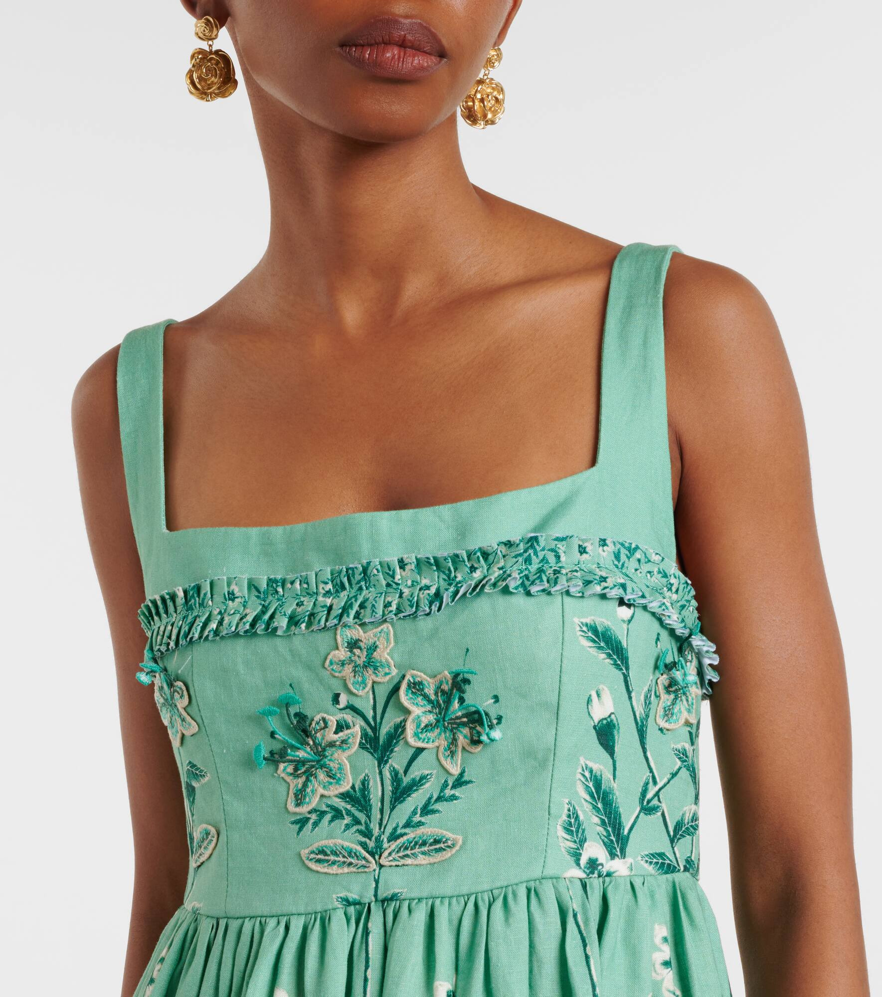 Barbara embroidered linen maxi dress - 4