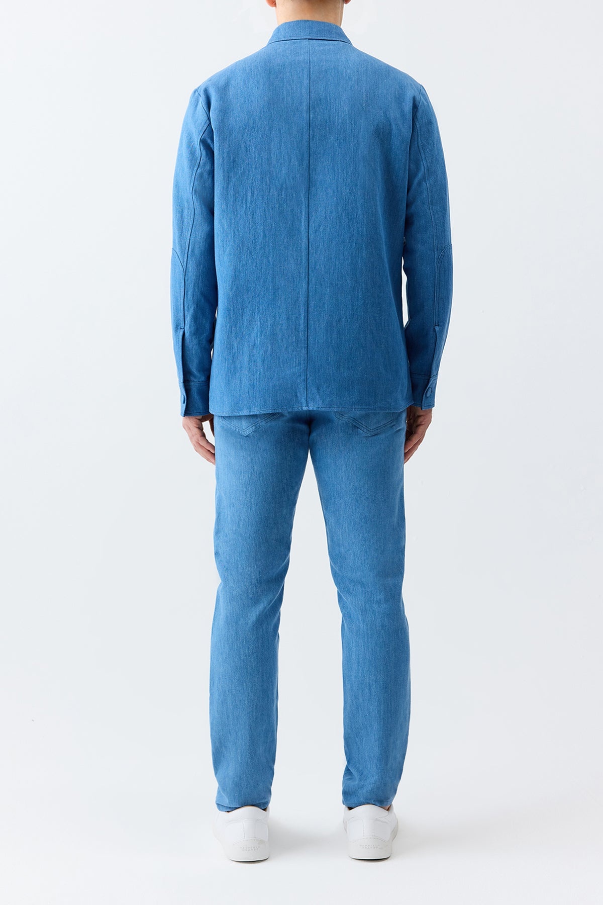Everly Overshirt in Light Blue Recycled Cotton Linen Denim - 5