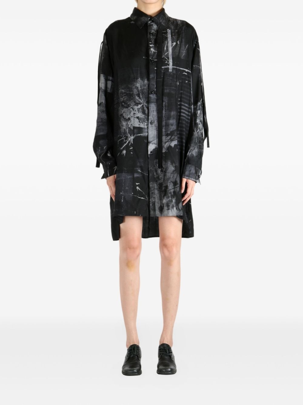 abstract-print shirt mini dress - 2