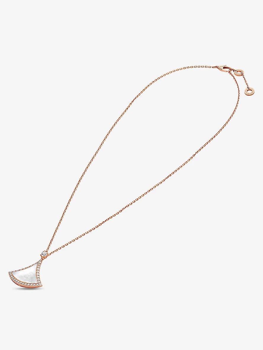 Divas' Dream 18ct rose-gold, mother-of-pearl and 0.5ct round brilliant-cut diamond necklace - 2