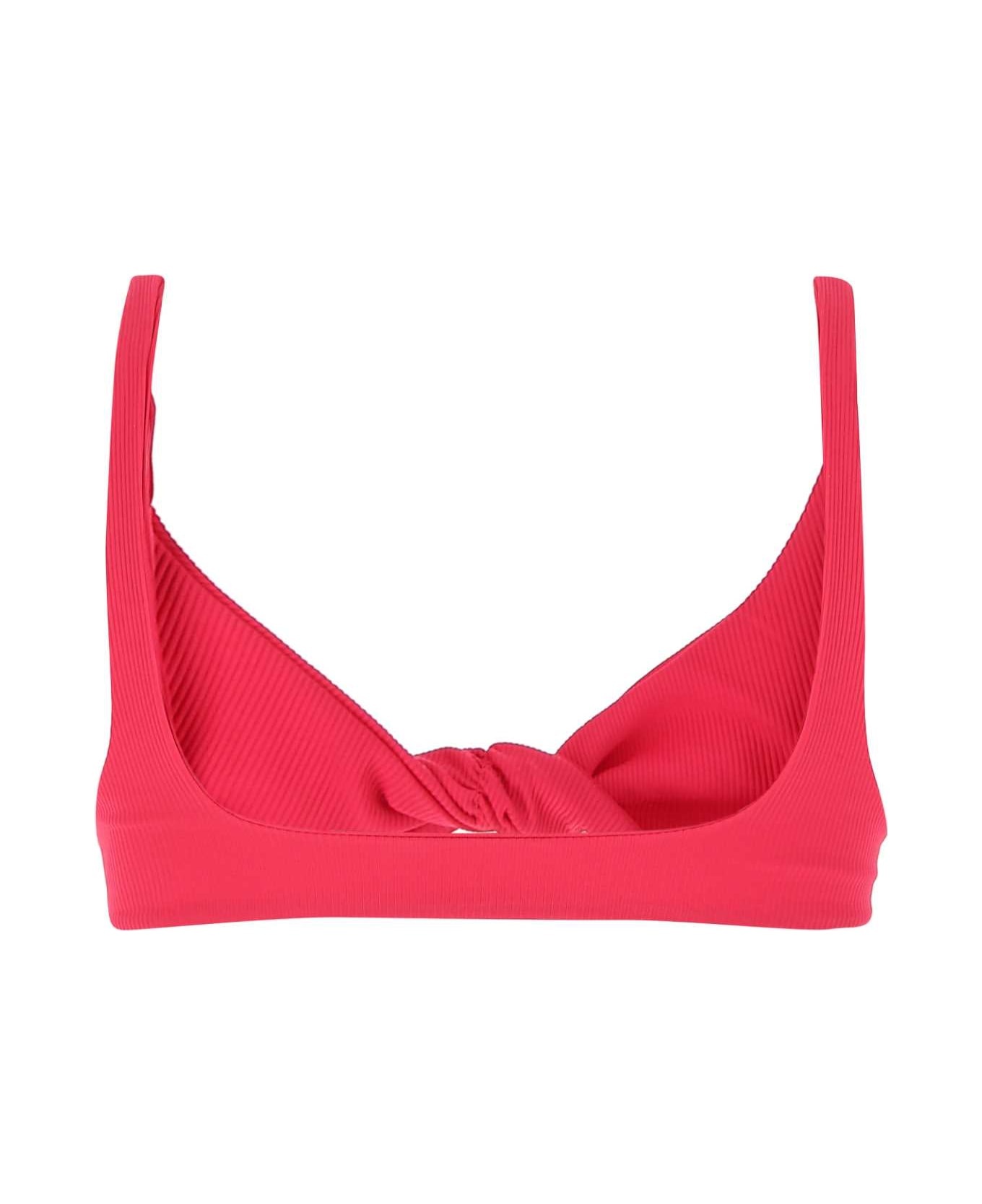 Fuchsia Stretch Nylon Bikini Top - 2