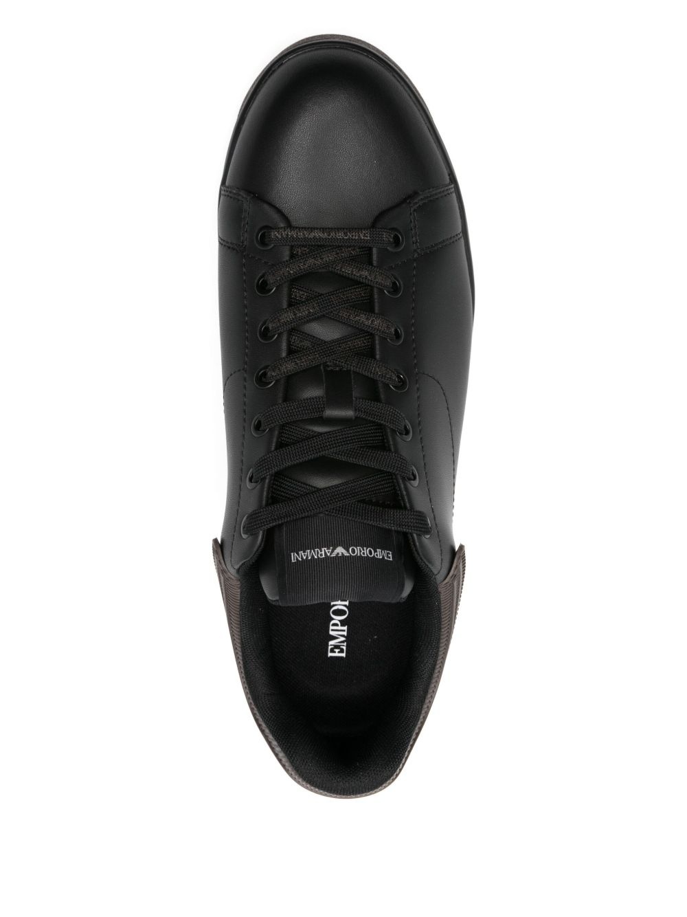 ribbed-panel leather sneakers - 4