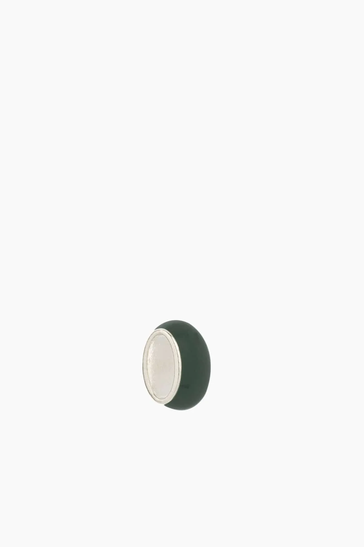 Wide Forest Green Enamel Bead in Sterling Silver - 1