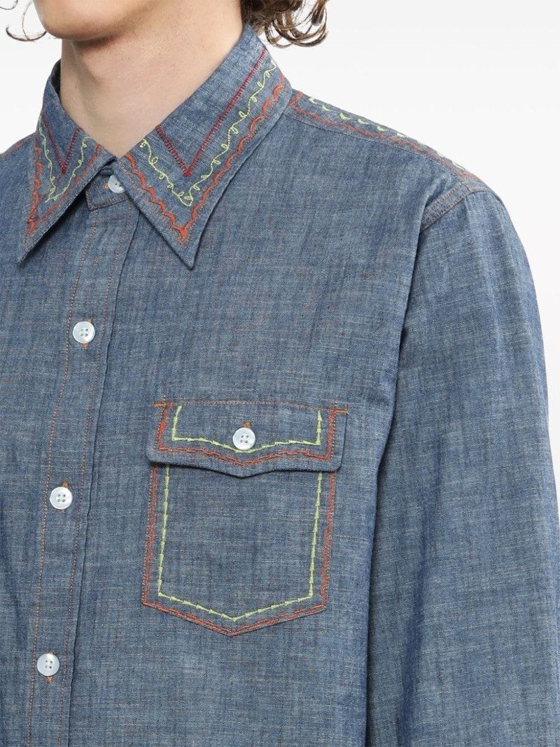 contrast-stitching denim shirt 5