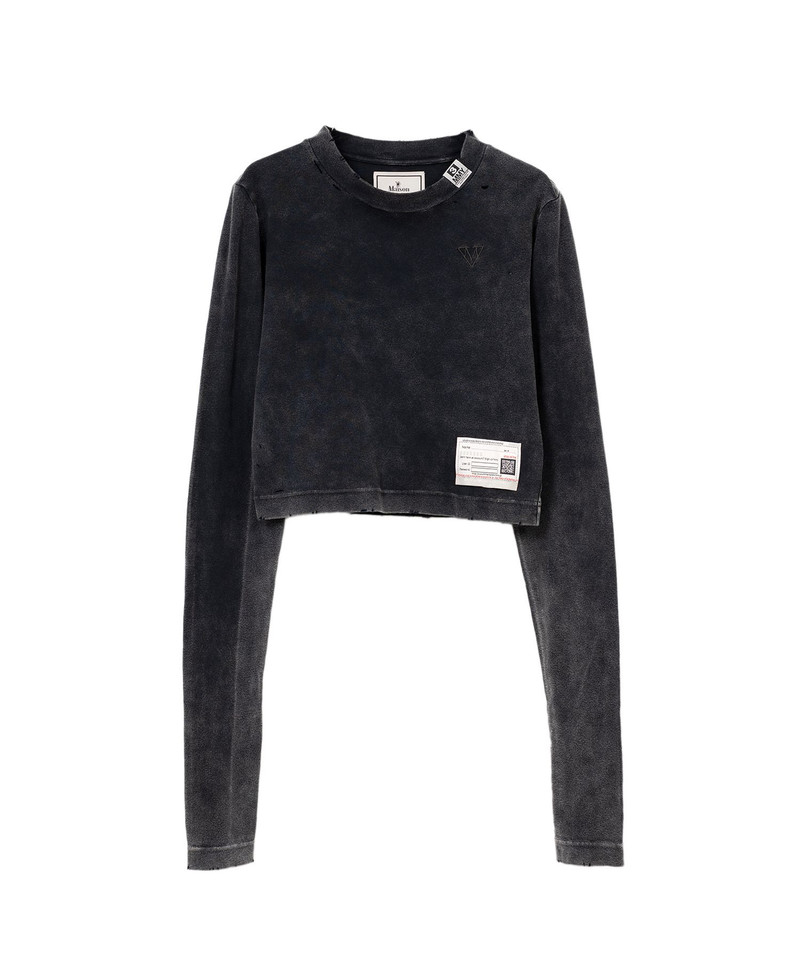 Bleached Cropped Long Sleeve T-shirt 22