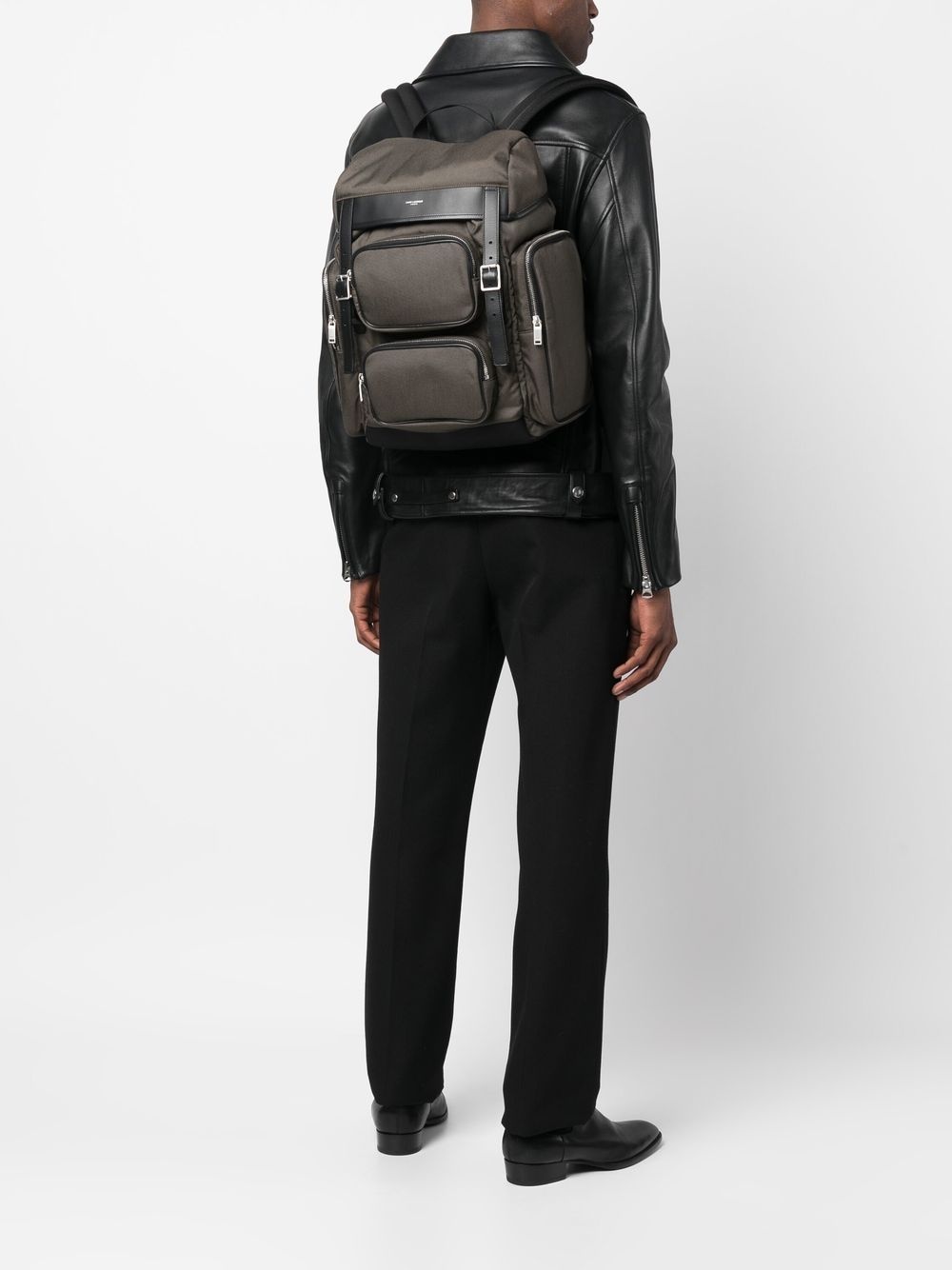 City leather-trimmed backpack - 2