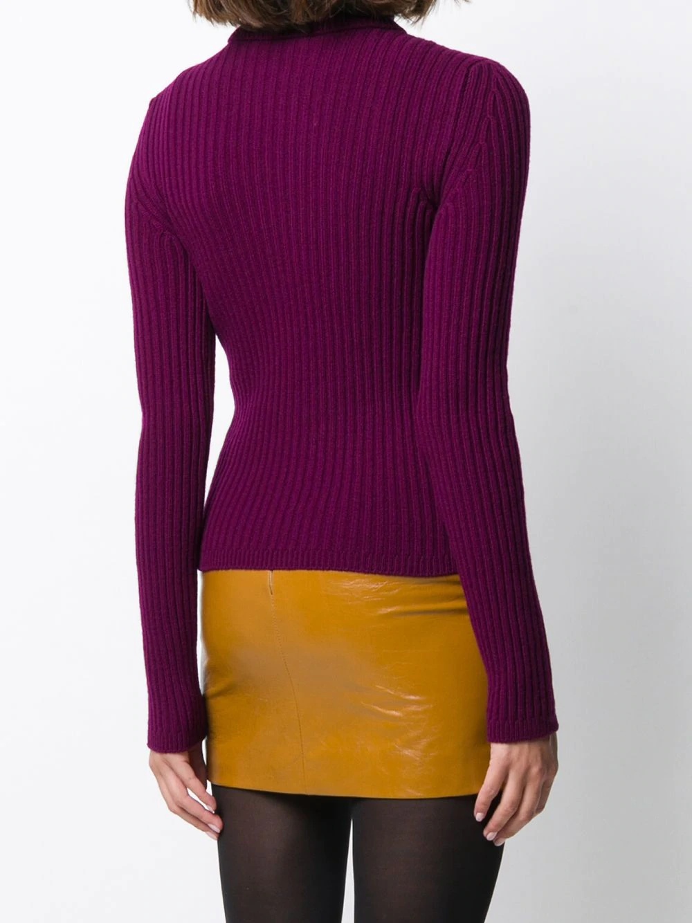 roll-neck ribbed-knit jumper - 4