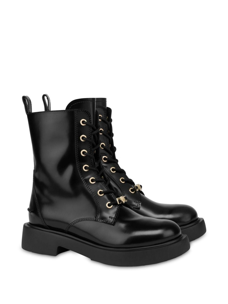 Moschino lace up leather boots outlook