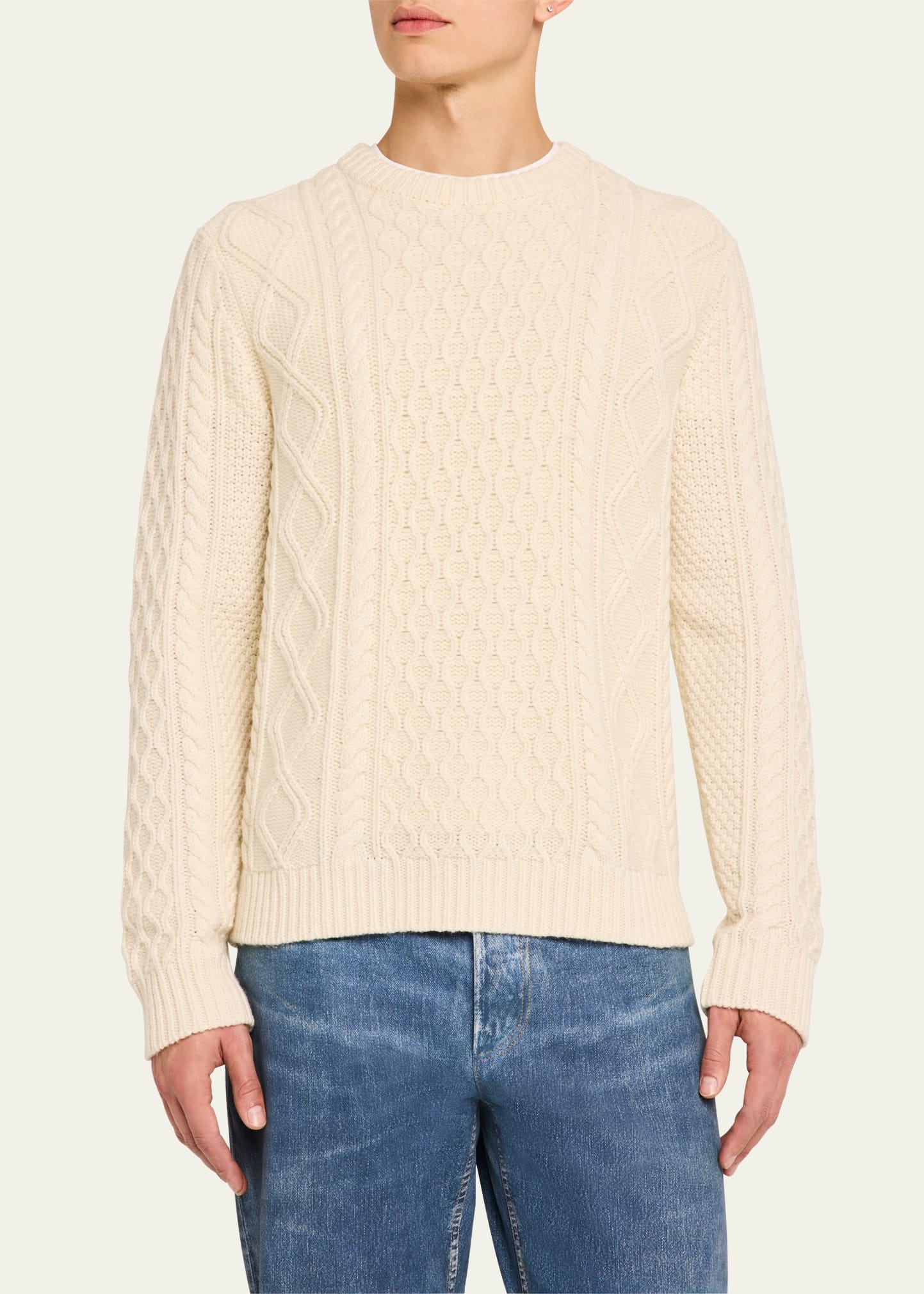 Men's Wool-Cashmere Cable-Knit Sweater - 4