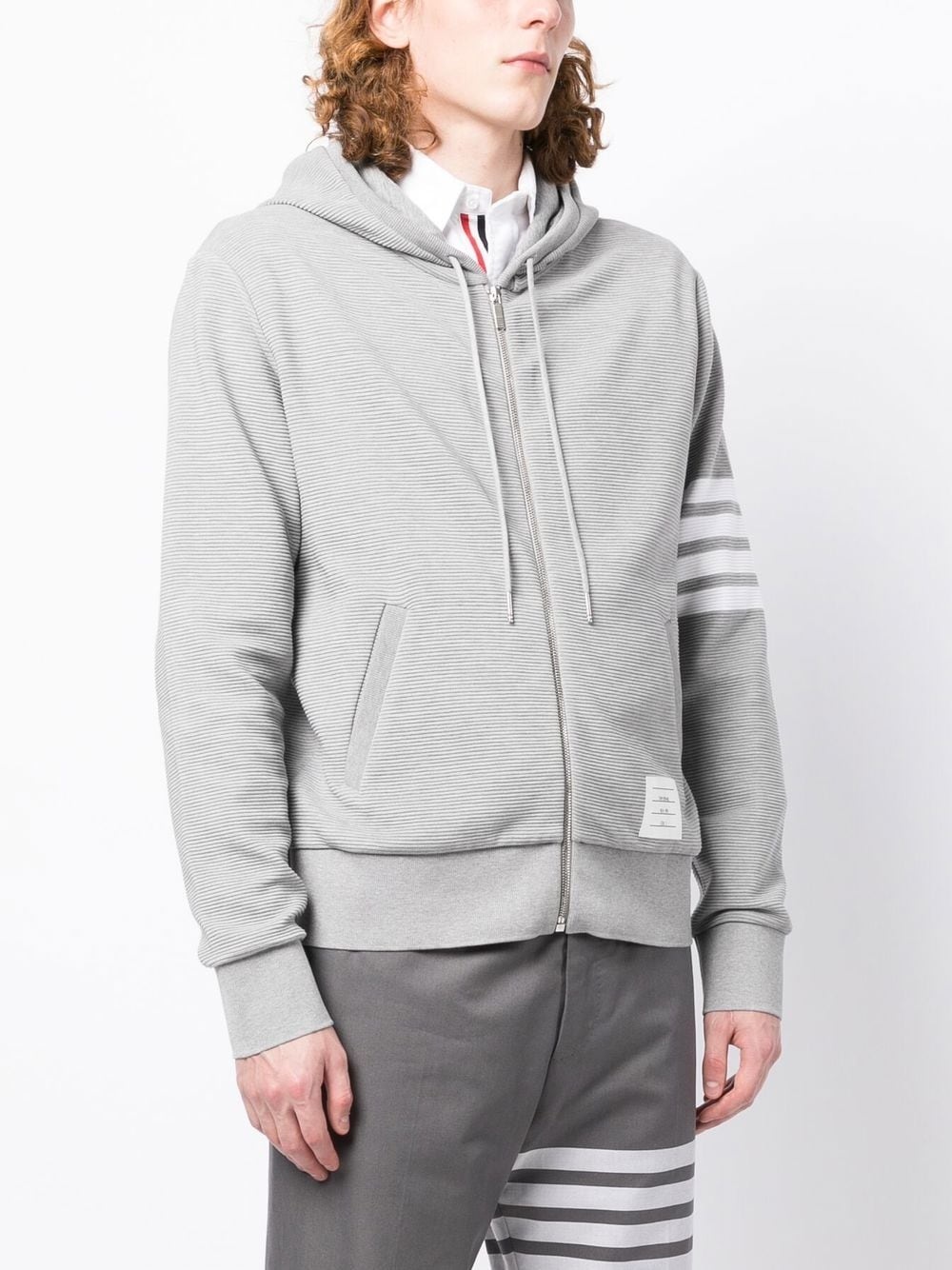 logo-patch zip-up hoodie - 3