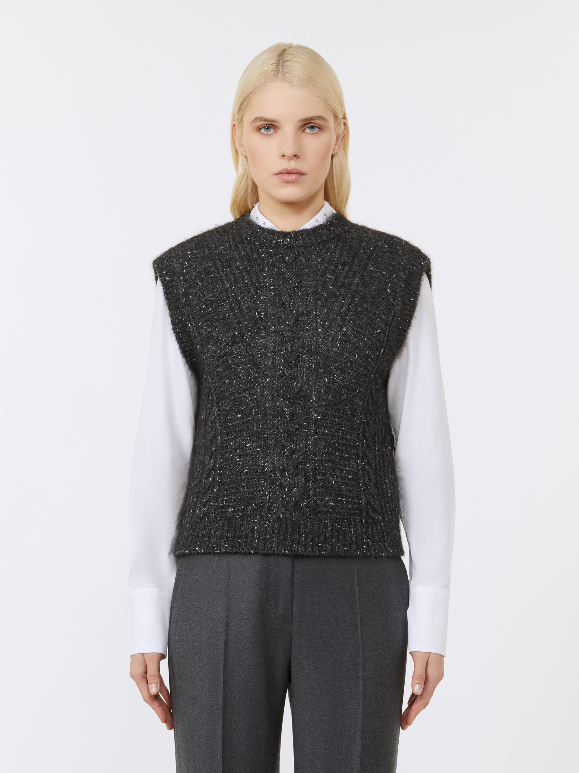 TAFFY Alpaca and lurex gilet - 3