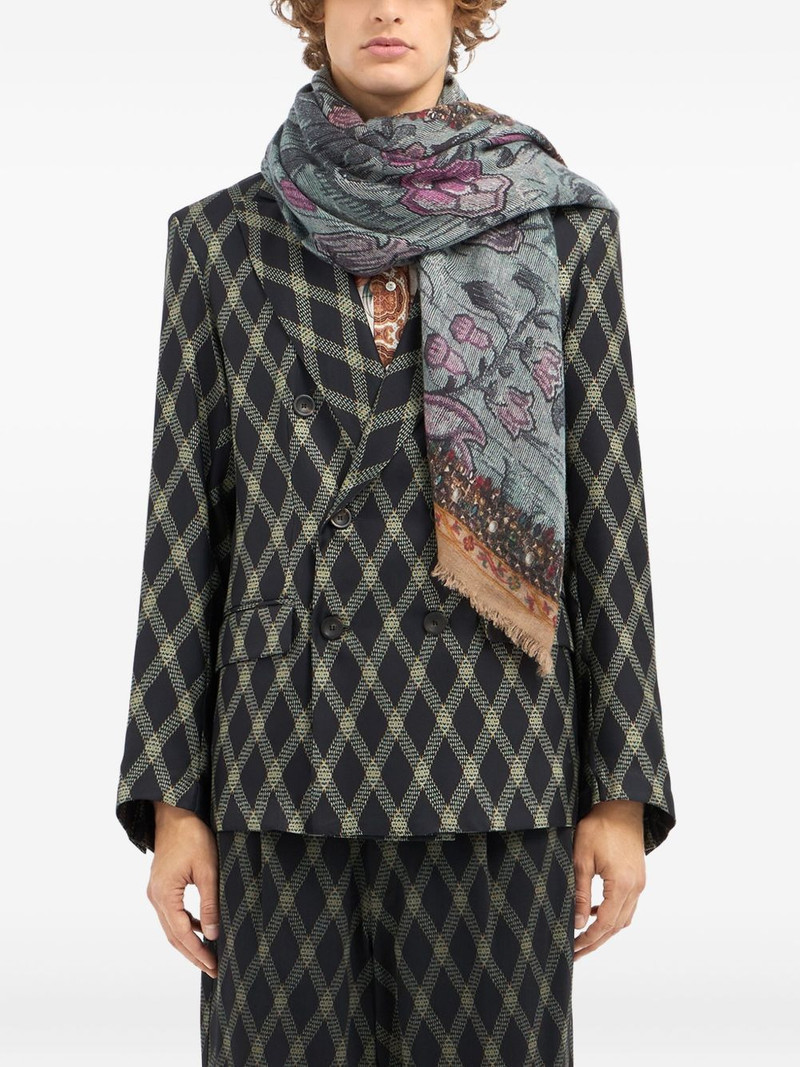 floral-pattern fringed-edges scarf 3