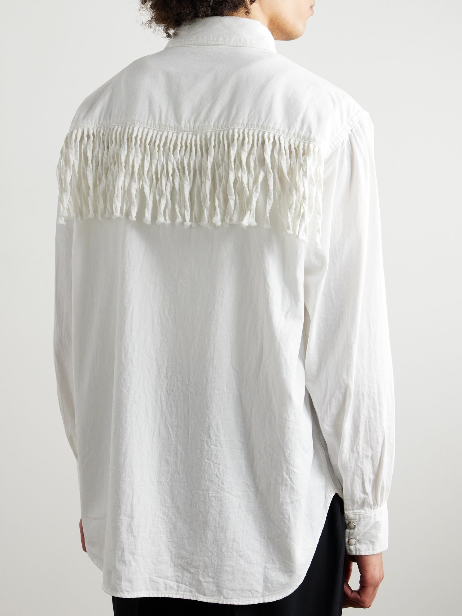 Husky Fringed Denim Western Shirt White - 4